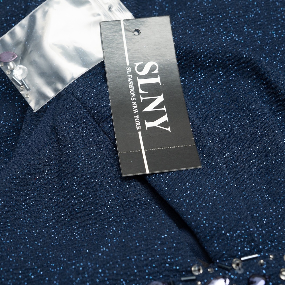 SLNY‎ - Beaded Neckline Faux Wrap Gown - Picture 14 of 14